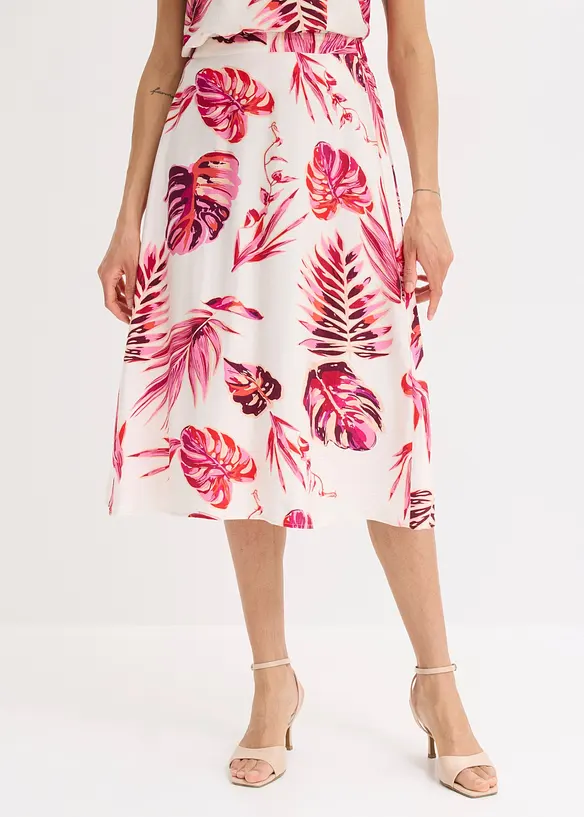 Gonna midi in misto viscosa fluido, bonprix