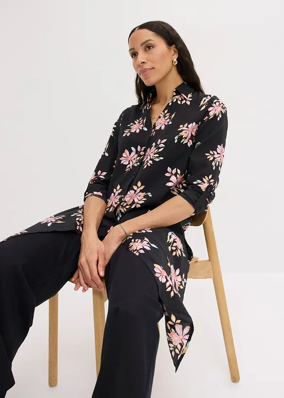Camicia lunga in misto viscosa fluido, bonprix