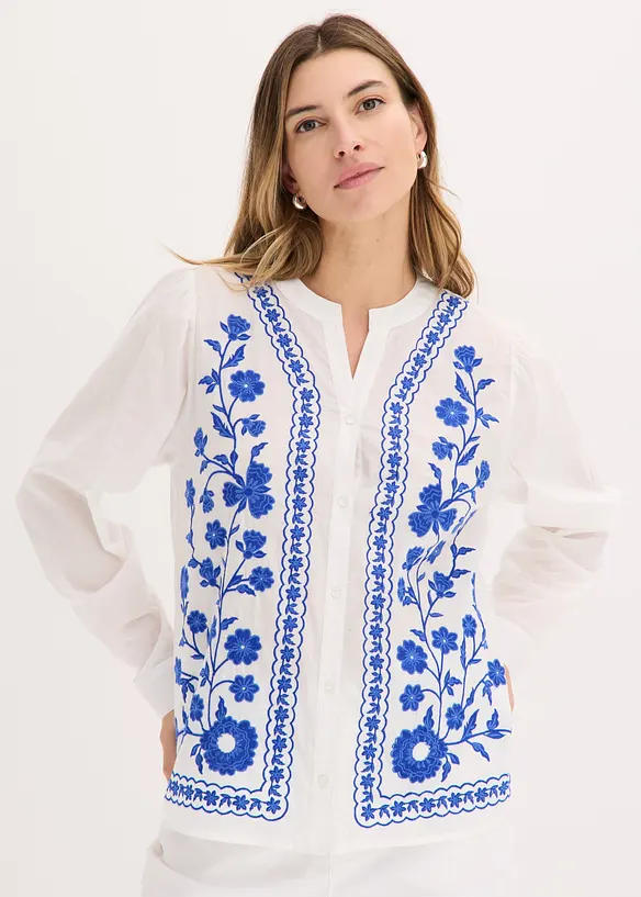 Blusa in puro cotone con ricami, bonprix