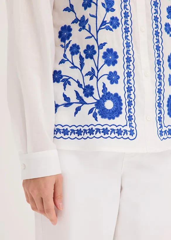 Blusa in puro cotone con ricami, bonprix