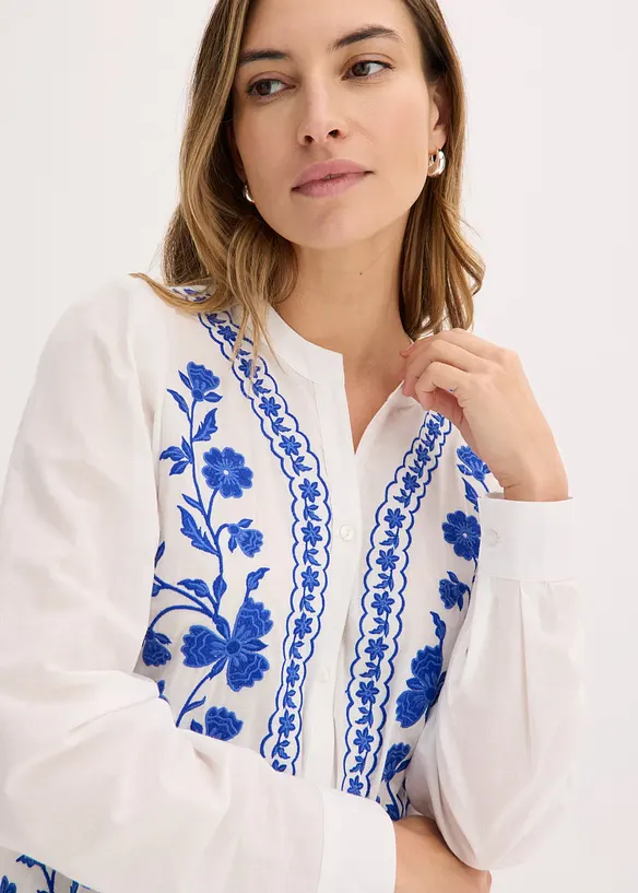 Blusa in puro cotone con ricami, bonprix