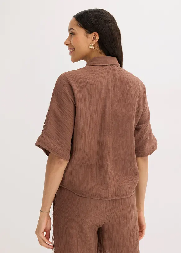 Camicetta in puro cotone con ricami, bonprix