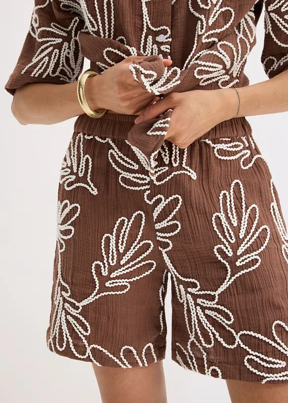 Shorts in puro cotone con ricamo, bonprix