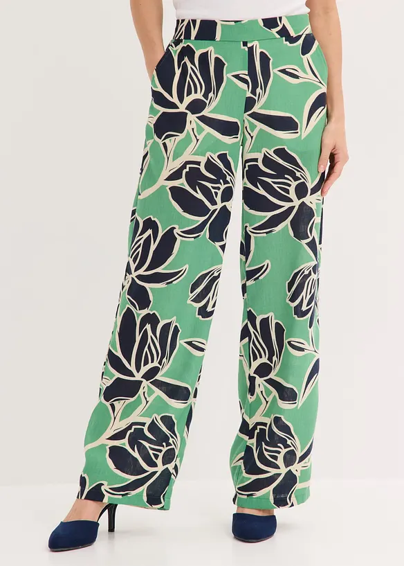 Pantaloni a palazzo effetto lino, bonprix