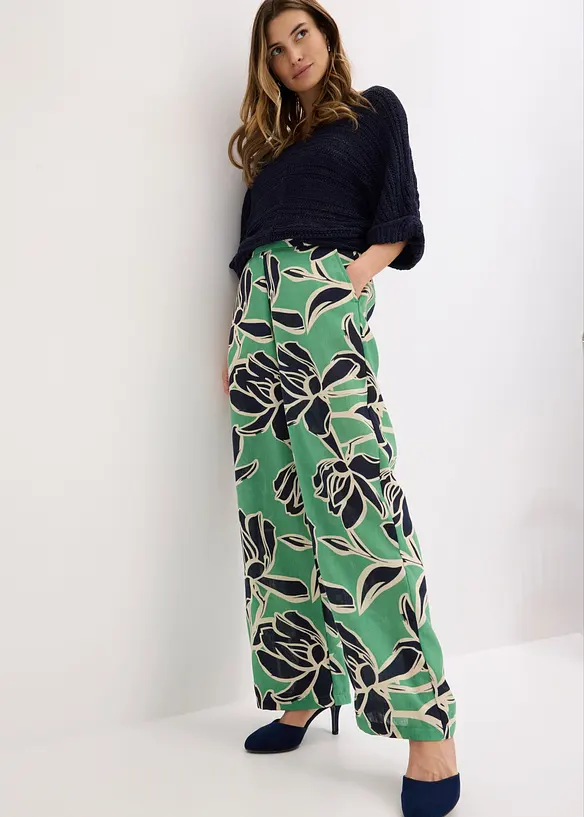 Pantaloni a palazzo effetto lino, bonprix