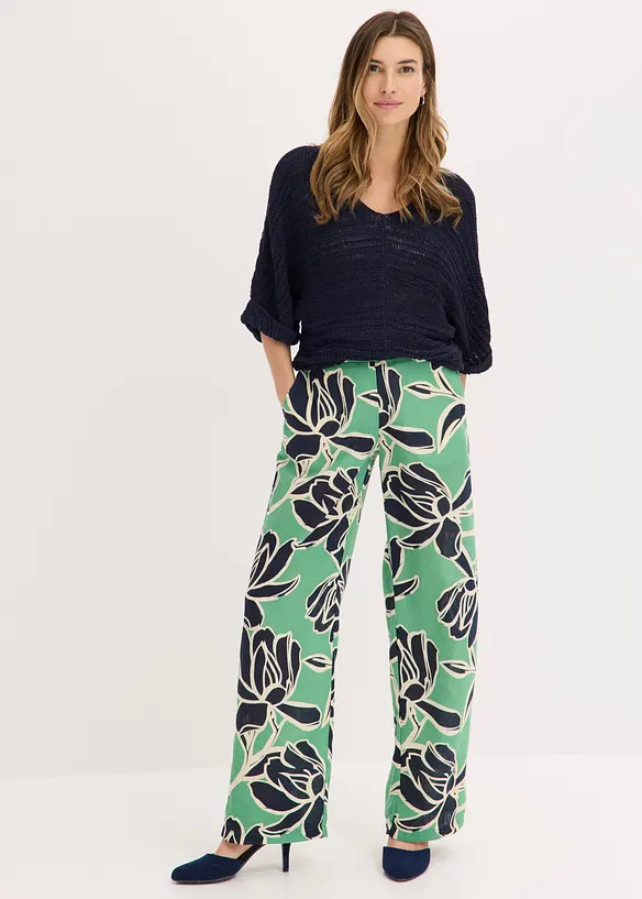 Pantaloni a palazzo effetto lino, bonprix