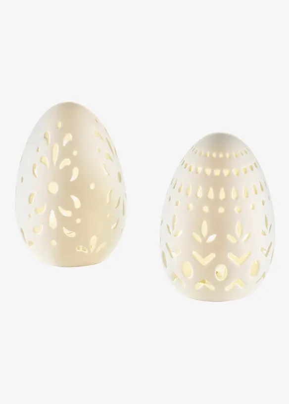 Soprammobile LED uovo con intagli (pacco da 2), bonprix