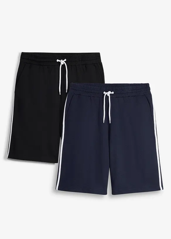 Bermuda in felpa loose fit (pacco da 2), bonprix