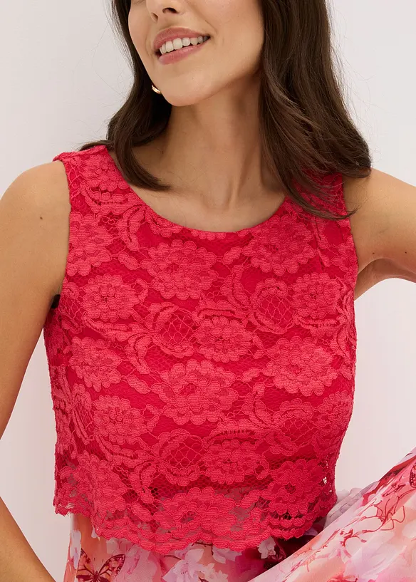 Abito in chiffon con pizzo fine, bonprix