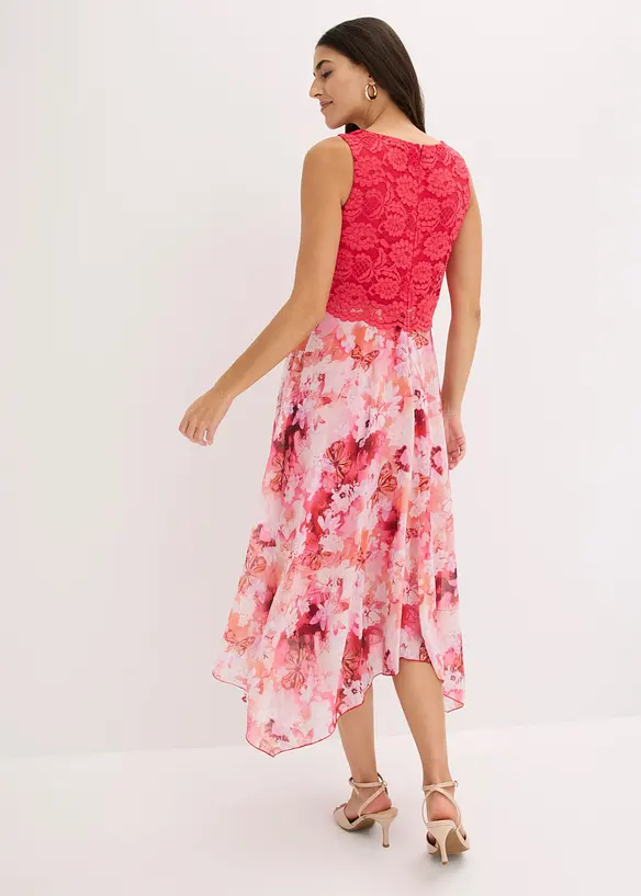 Abito in chiffon con pizzo fine, bonprix