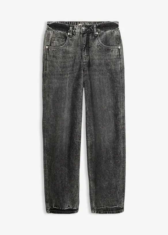 Jeans cropped a palloncino super morbidi, vita media, bonprix