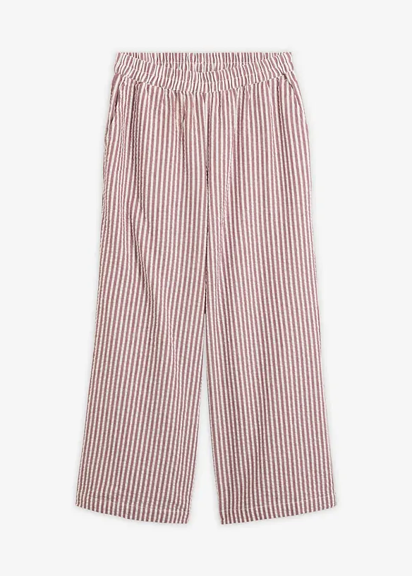 Pantaloni a palazzo cropped in seersucker, bonprix
