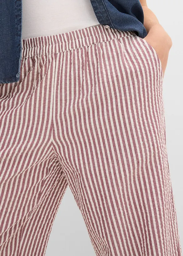 Pantaloni a palazzo cropped in seersucker, bonprix