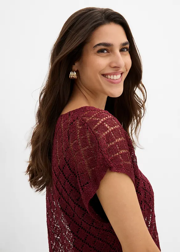 T-shirt in maglia con paillettes, bonprix