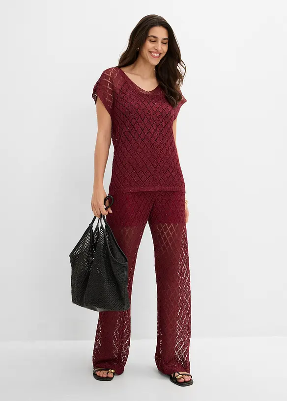 T-shirt in maglia con paillettes, bonprix