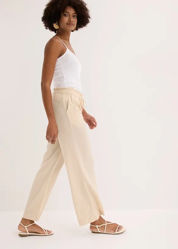 Pantaloni a palazzo in fresco misto lino, bonprix