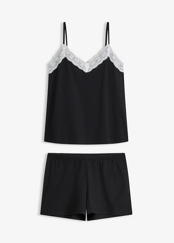 Pigiama estivo con pizzo raffinato, bonprix