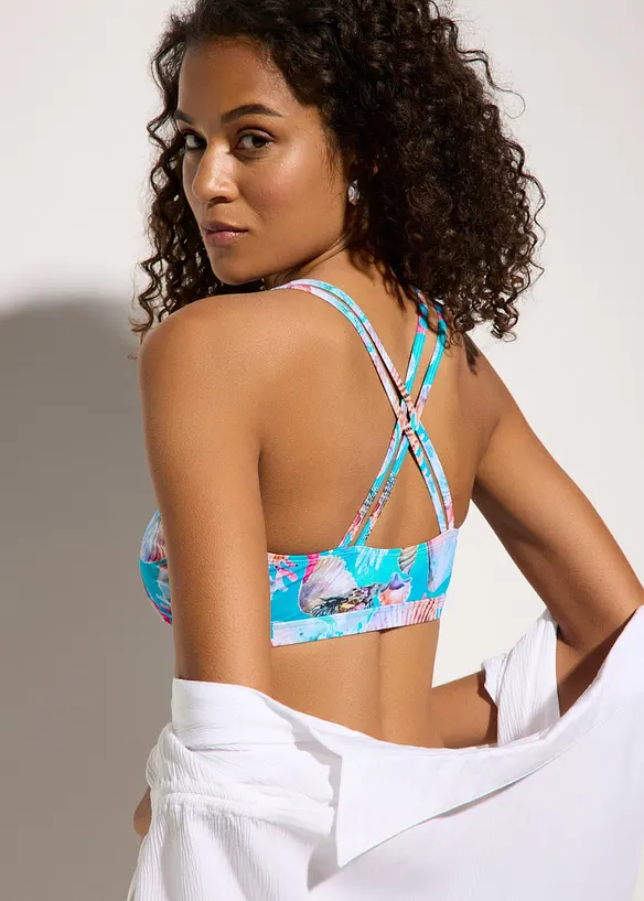 Reggiseno bikini a bustier con spalline incrociate, bonprix