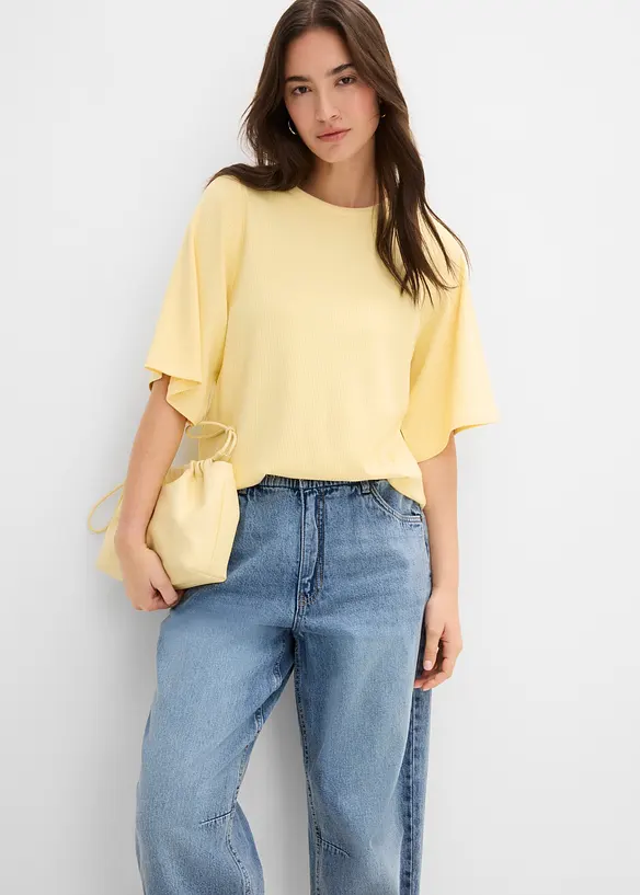 Jeans barrel cropped, vita alta, bonprix