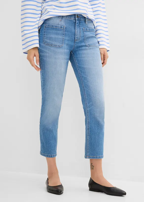 Jeans cropped slim fit, vita alta, bonprix