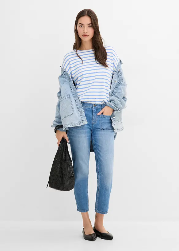 Jeans cropped slim fit, vita alta, bonprix
