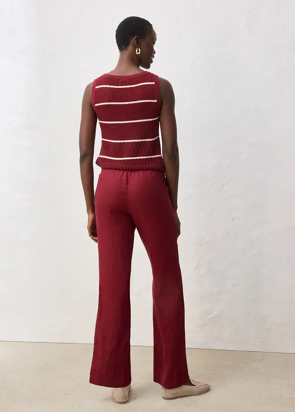 Pantaloni in puro lino con elastico in vita, bonprix