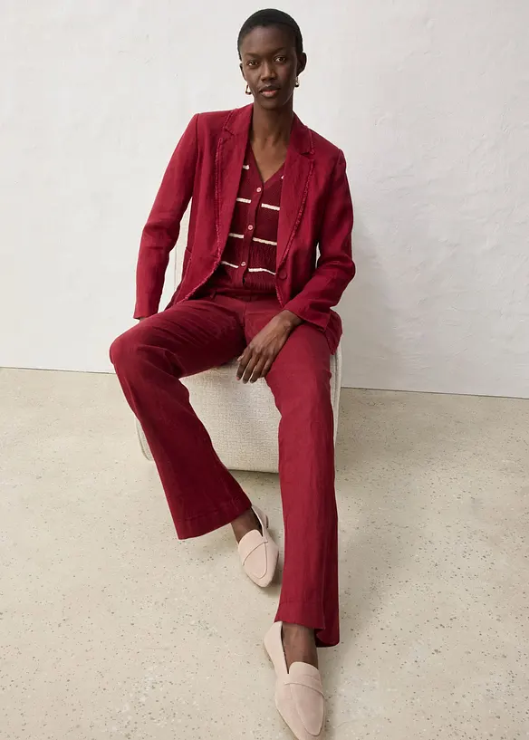 Pantaloni in puro lino con elastico in vita, bonprix