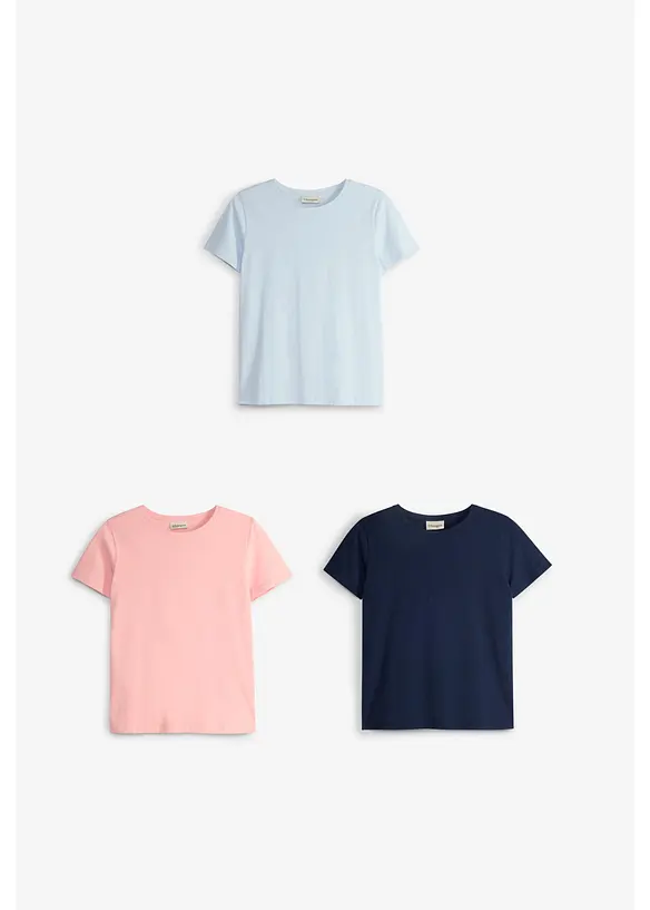 T-shirt in puro cotone biologico (pacco da 3), bonprix