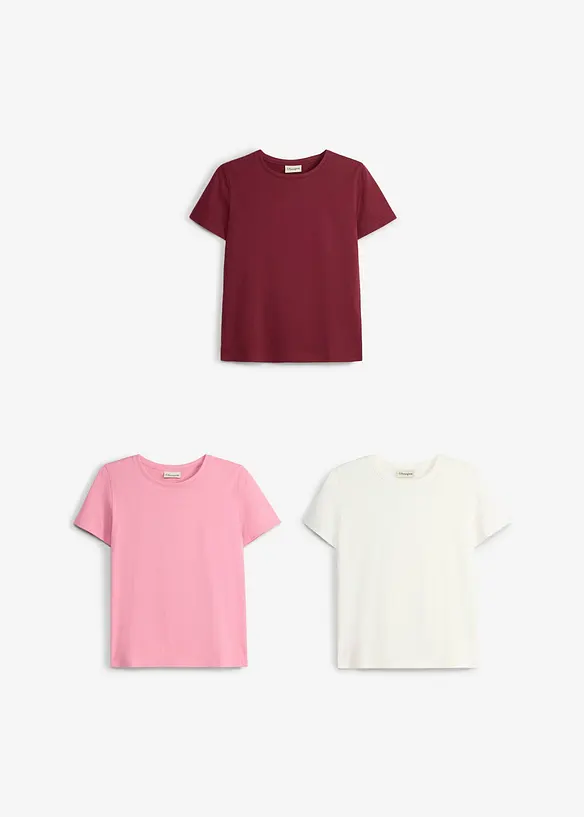 T-shirt in puro cotone biologico (pacco da 3), bonprix