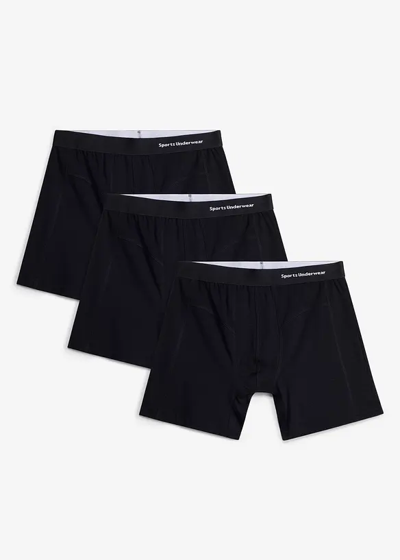 Boxer aderenti di media lunghezza con cotone biologico (pacco da 3), bonprix