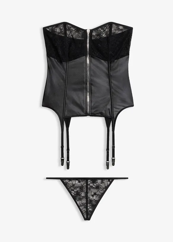 Corsetto con reggicalze e perizoma (set 2 pezzi), bonprix