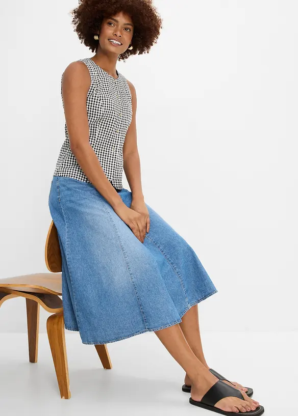 Gonna di jeans leggera con vita regolabile, bonprix