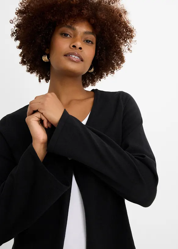 Cardigan in filato fine di misto cotone, bonprix