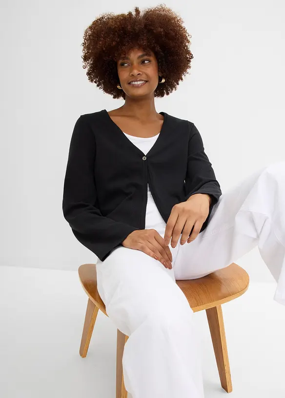 Cardigan in filato fine di misto cotone, bonprix