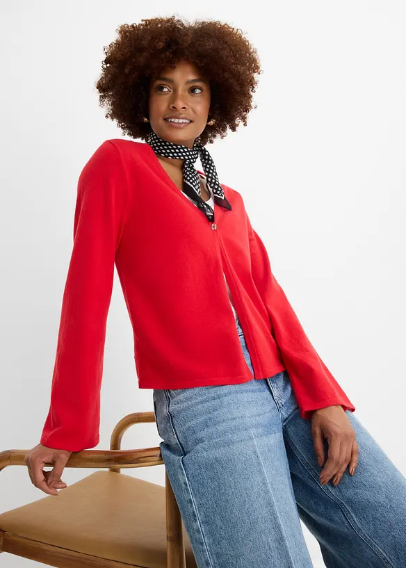 Cardigan in filato fine di misto cotone, bonprix