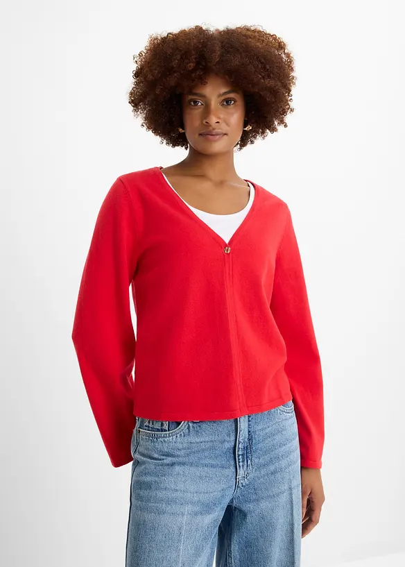 Cardigan in filato fine di misto cotone, bonprix