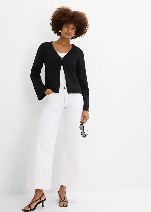 Cardigan in filato fine di misto cotone, bonprix