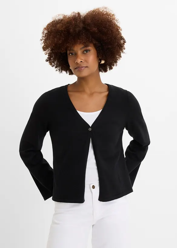 Cardigan in filato fine di misto cotone, bonprix