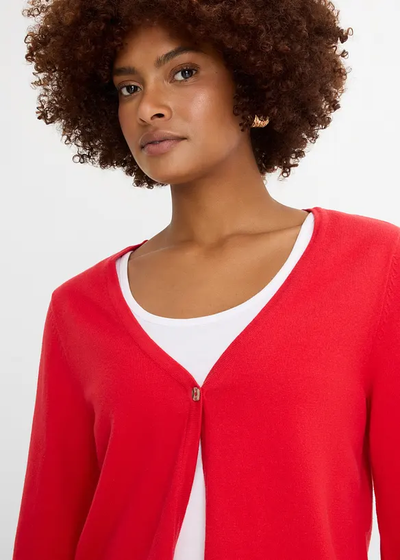 Cardigan in filato fine di misto cotone, bonprix