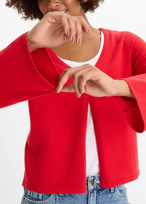 Cardigan in filato fine di misto cotone, bonprix