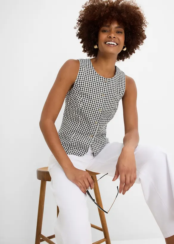Blazer smanicato in puro cotone, bonprix