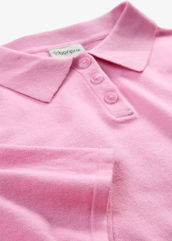 Maglione a polo in misto cotone, bonprix