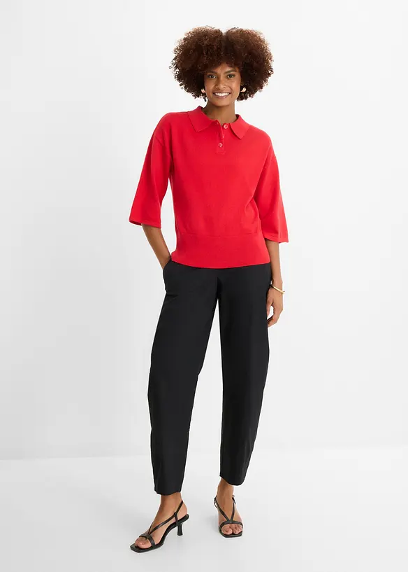 Maglione a polo in misto cotone, bonprix
