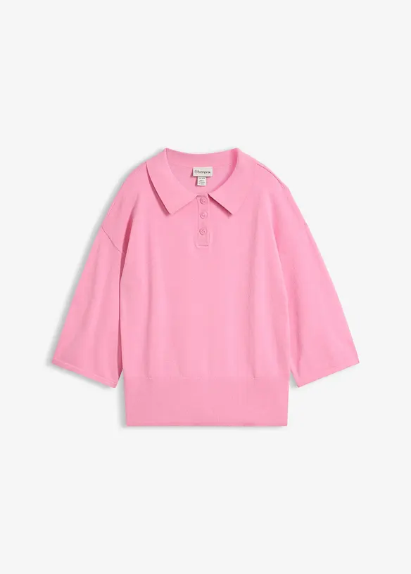 Maglione a polo in misto cotone, bonprix