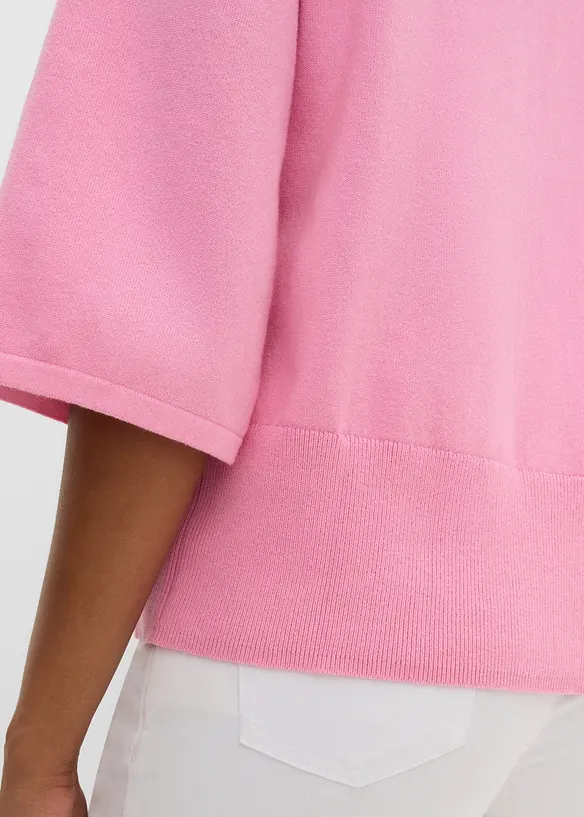 Maglione a polo in misto cotone, bonprix