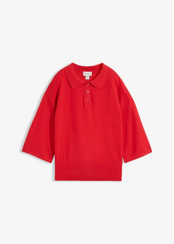 Maglione a polo in misto cotone, bonprix
