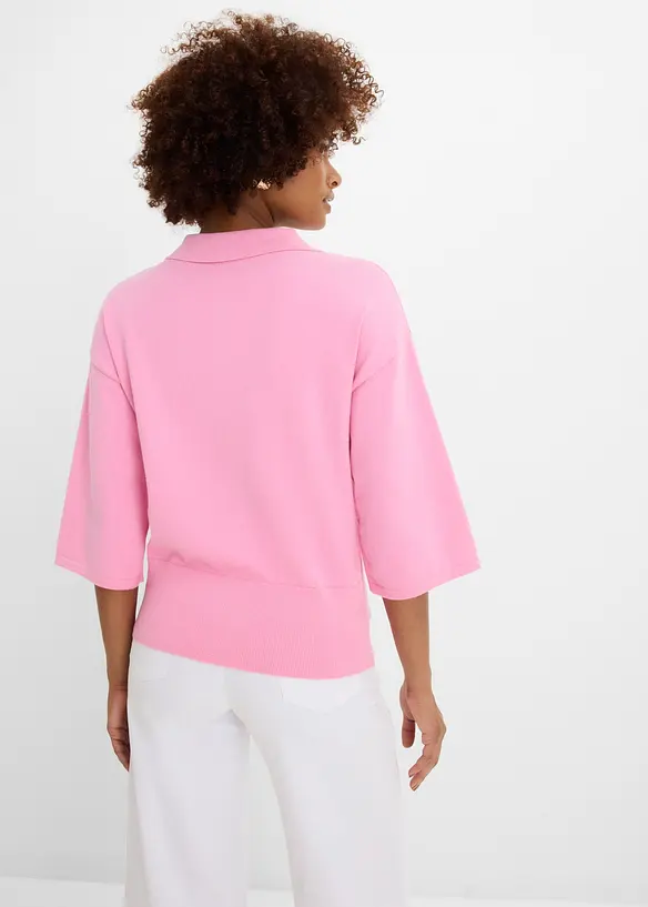 Maglione a polo in misto cotone, bonprix
