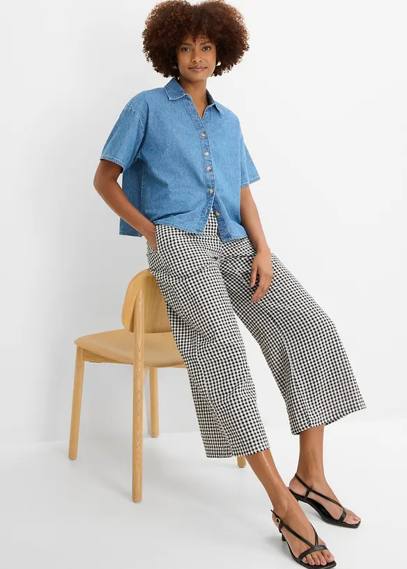 Pantaloni in seersucker di puro cotone con elastico in vita, bonprix