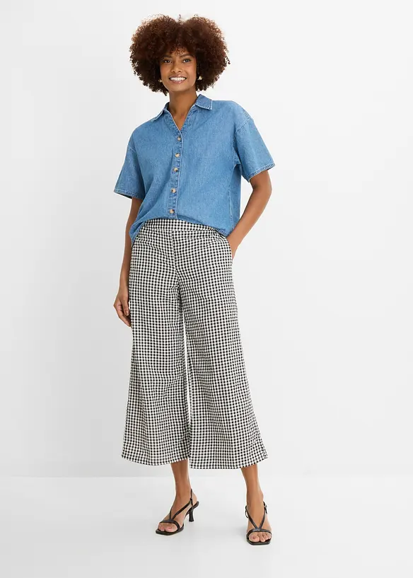 Pantaloni in seersucker di puro cotone con elastico in vita, bonprix