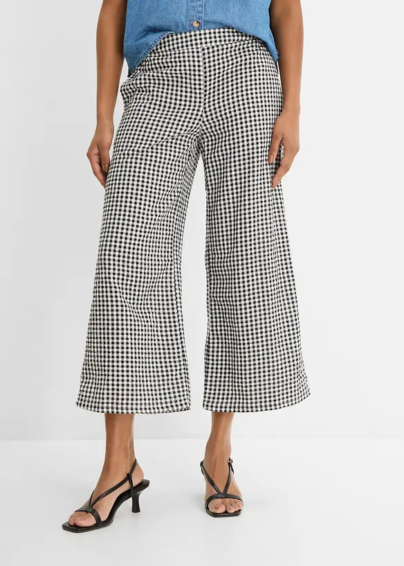 Pantaloni in seersucker di puro cotone con elastico in vita, bonprix
